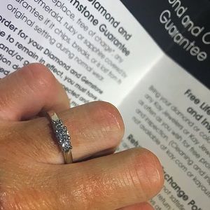 3-stone 1/2 carat diamond 14k white gold ring Kays